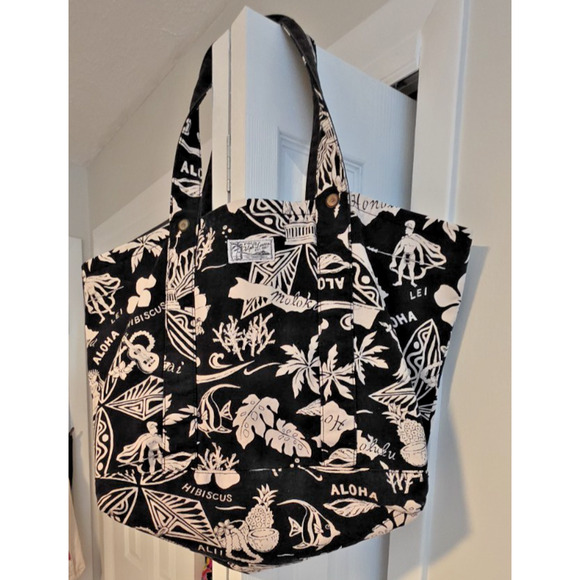 Polo Ralph Lauren Tote Bag Canvas Hawaiian Limited Ed Reversible VHTF Floral - Picture 2 of 16